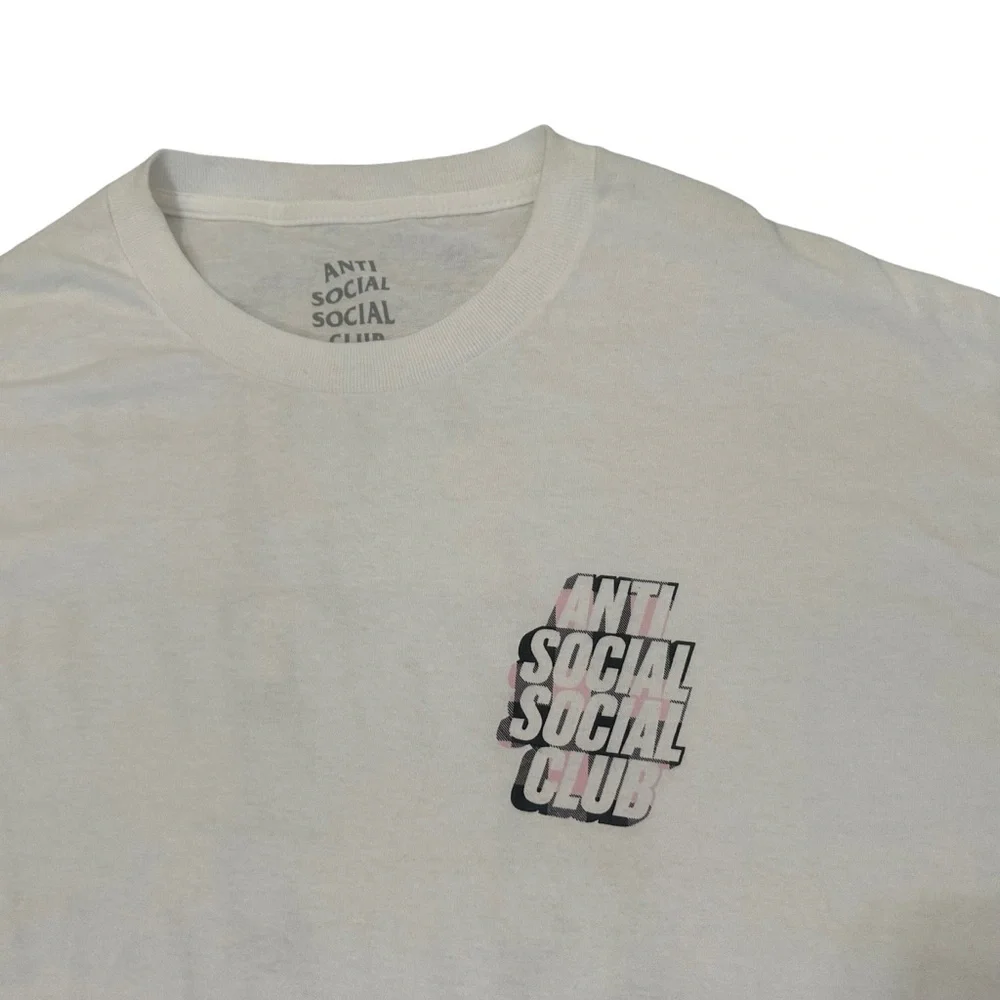 Anti Social Social Club T-shirt Mens Size XL White Short Sleeve Pink Plaid - Picture 7 of 9